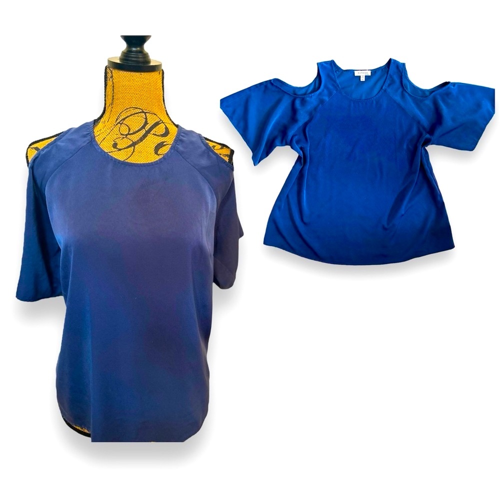 Monteau Periwinkle Blue Cold Shoulder Scoop Neck Blouse Tunic Top Tunic Shirt XL